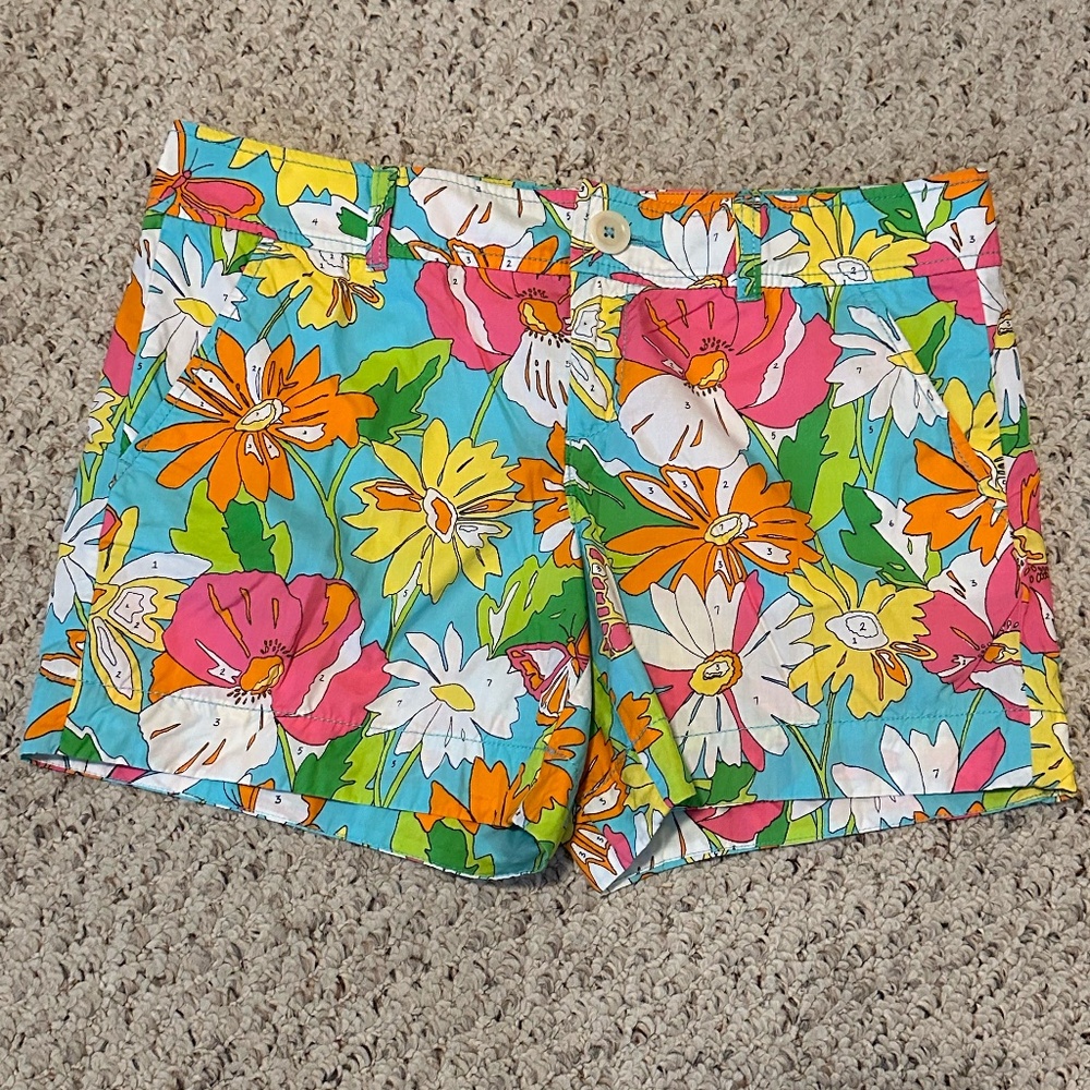 Lilly Pulitzer Callahan Shorts - Pink & Blue Floral - Size 6